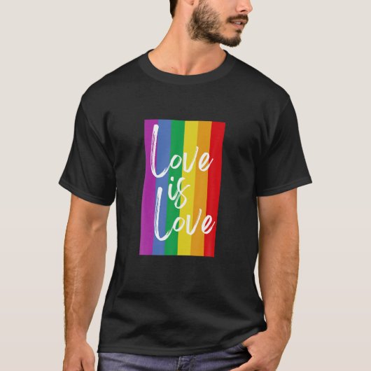 ラブイズラブレズビアンゲイバイセクシャルプライド Tシャツ (正面)