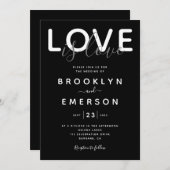 ラブイズラブ白黒ゲイ結婚式招待状 招待状 (正面/裏面)