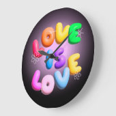 ラブイズラブ3Dレインボープライドウォールクロック ラージ壁時計 (傾斜)