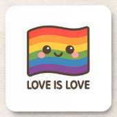 ラブイズラブ – かわいいレインボーデザイン コースター (正面)