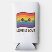 ラブイズラブ – かわいいレインボーデザイン スリム缶クーラー (正面)