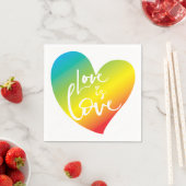 ラブイズラブLBGTレインボーハートホワイトレタリング スタンダードカクテルナプキン (インサイチュ)