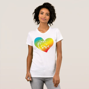 ラブイズラブLBGTレインボーハートホワイトレタリング Tシャツ