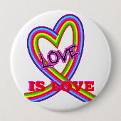 ラブイズラブLGBTQレインボーハート 缶バッジ (正面)