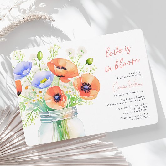 ラブイズワイルドフラワー開花ブライダルシャワー 招待状