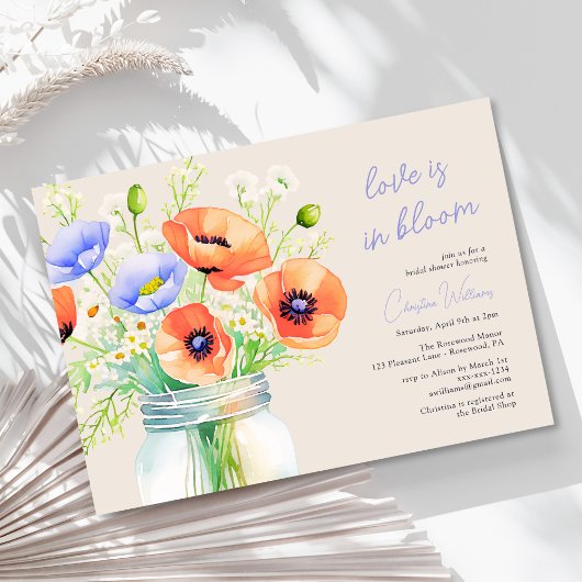 ラブイズワイルドフラワー開花ブライダルシャワー 招待状