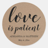 ラブイズ患者乗り素朴物紙結婚式の引き出物 ラウンドシール (正面)