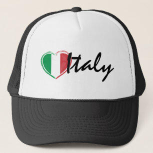 ラブイタリアイタリアハート国旗のトラック運転手ハット キャップ