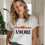ラブイタリアンシンプルタイポグラフィモダンハート トライブレンドＴシャツ<br><div class="desc">ラヴイタリアンタイポグラフィハート女子ファッションTシャツトップはカラフルとロマンチックな赤いラブをアクセントにしたハートブラックのスクリプトタイポグラフィにの「アモア」を備えストライプる。バレンタインデー、誕生日、クリスマス、母の日、友達、姉妹など彼女のための最高の贈り物として完璧な。Evco Studioによる設計www.zazzle.com/store/evcostudio</div>
