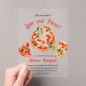 ラブイタリアン&ピザパーティースライスブライダルシャワー アクリル招待状 (インサイチュ (ポータブル))