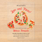 ラブイタリアン&ピザパーティースライスブライダルシャワー アクリル招待状 (正面)
