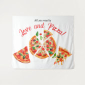 ラブイタリアン&ピザパーティースライスブライダルシャワー タペストリー (正面(横))