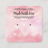 ラブイヤリングカードと水彩ハート スクエア名刺 (正面)