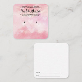 ラブイヤリングカードと水彩ハート スクエア名刺