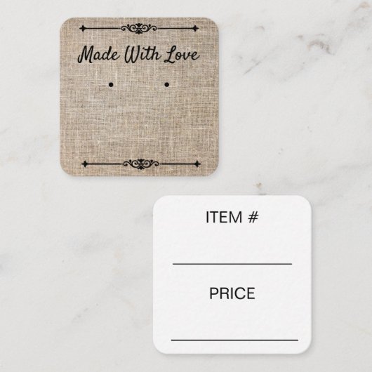 ラブイヤリングカードナチュラルジュートで作る スクエア名刺 (正面/裏面)