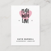 ラブイヤリングディスプレイ付きピンクハート 名刺 (正面)