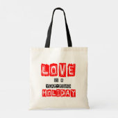 ラブイヤルホリデーレッドブラックタイポグラフィ引用文 トートバッグ (裏面)
