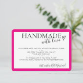 ラブインサート付き手作りシックモダン暗い赤紫色ピンク サンキューカード (スタンド正面)