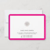 ラブインサート付き手作りシックモダン暗い赤紫色ピンク サンキューカード (裏面)