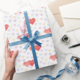 ラブインタートインハートカスタムモノグラムの ラッピングペーパー