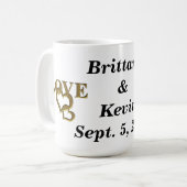 ラブインターロックハート、名前と日付リンガーマグ マグカップ (正面左)