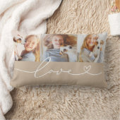ラブインハートスクリプトベージュカスタム3 Photo Collage ランバークッション (ブランケット)