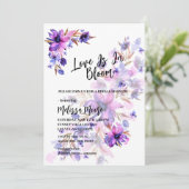 ラブインパープルピンク鮮やかラベンダーの花 招待状 (スタンド正面)