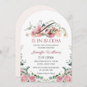 ラブインピンク赤面フローラブライダルシャワーアーチ 招待状 (正面/裏面)