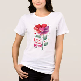 ラブインフル開花ハートフラワーデザイン トライブレンドＴシャツ
