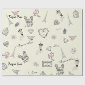 ラブインペリボヘミアンシックフローラ旅行ガール ラッピングペーパー (フラット)