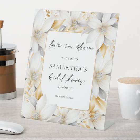 ラブインモダン開花フローラ歓迎ブライダルシャワー 台座サイン (インサイチュ)