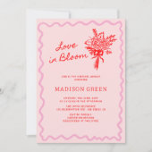 ラブイン開花お洒落手書きブライダルシャワー 招待状 (正面)