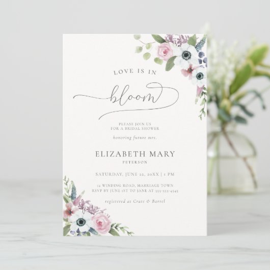 ラブイン開花アネモンスフレームフローラブライダルシャワー 招待状 (スタンド正面)