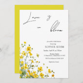 ラブイン開花イエローフローラブライダルシャワー 招待状 (正面/裏面)