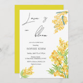 ラブイン開花イエローフローラブライダルシャワー 招待状 (正面/裏面)