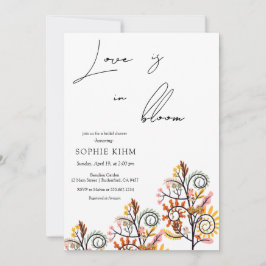 ラブイン開花カラフルブランチブライダルシャワー 招待状