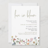 ラブイン開花カラフルワイルドフラワーズブライダルシャワー 招待状 (正面)