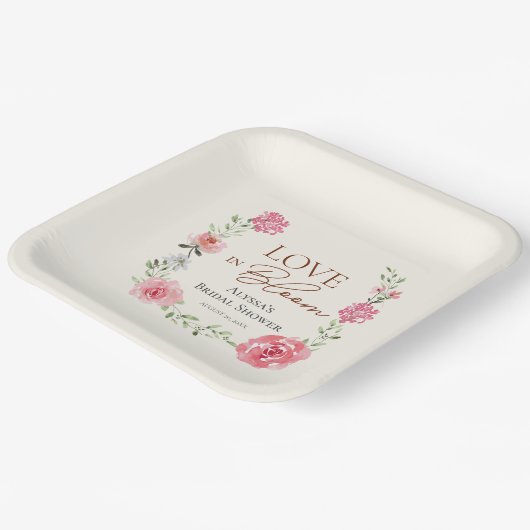 ラブイン開花ガーデンをテーマにしたブライダルシャワーカスタム ペーパープレート (傾斜あり)