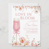 ラブイン開花シャンパンピンクボウブライダルシャワー 招待状 (正面)
