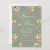 ラブイン開花セージグリーンブライダルシャワー 招待状 (正面)
