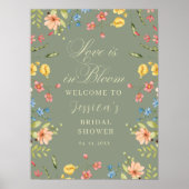 ラブイン開花セージブライダルシャワーウェルカムサイン ポスター (正面)