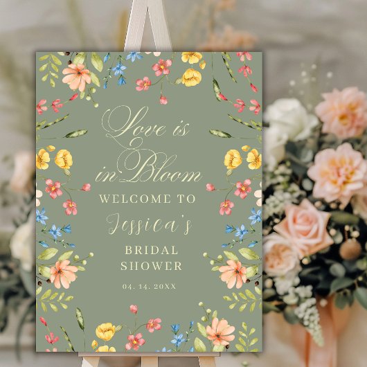 ラブイン開花セージブライダルシャワーウェルカムサイン ポスター