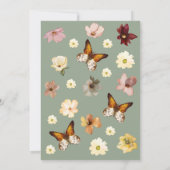 ラブイン開花セージ緑ワイルドフラワーブライダルシャワー 招待状 (裏面)