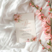 ラブイン開花ソフトピンクフローラブライダルシャワー 招待状