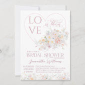 ラブイン開花ソフトワイルドフラワーブライダルシャワー 招待状 (正面)