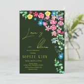 ラブイン開花ダークグリーンフローラブライダルシャワー 招待状 (スタンド正面)