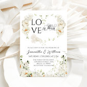 ラブイン開花ハートフラワーモノグラム結婚ズ 招待状