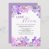 ラブイン開花バイオレットゼラニウムブライダルシャワー 招待状 (正面/裏面)