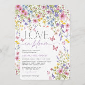 ラブイン開花バタフライブライダルシャワー 招待状 (正面/裏面)