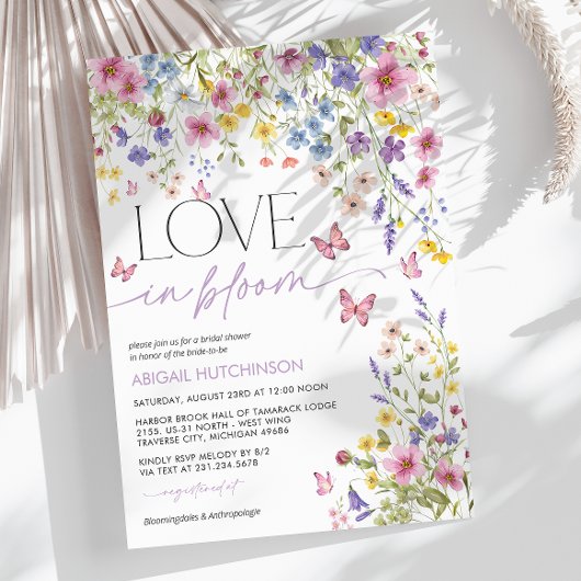 ラブイン開花バタフライブライダルシャワー 招待状
